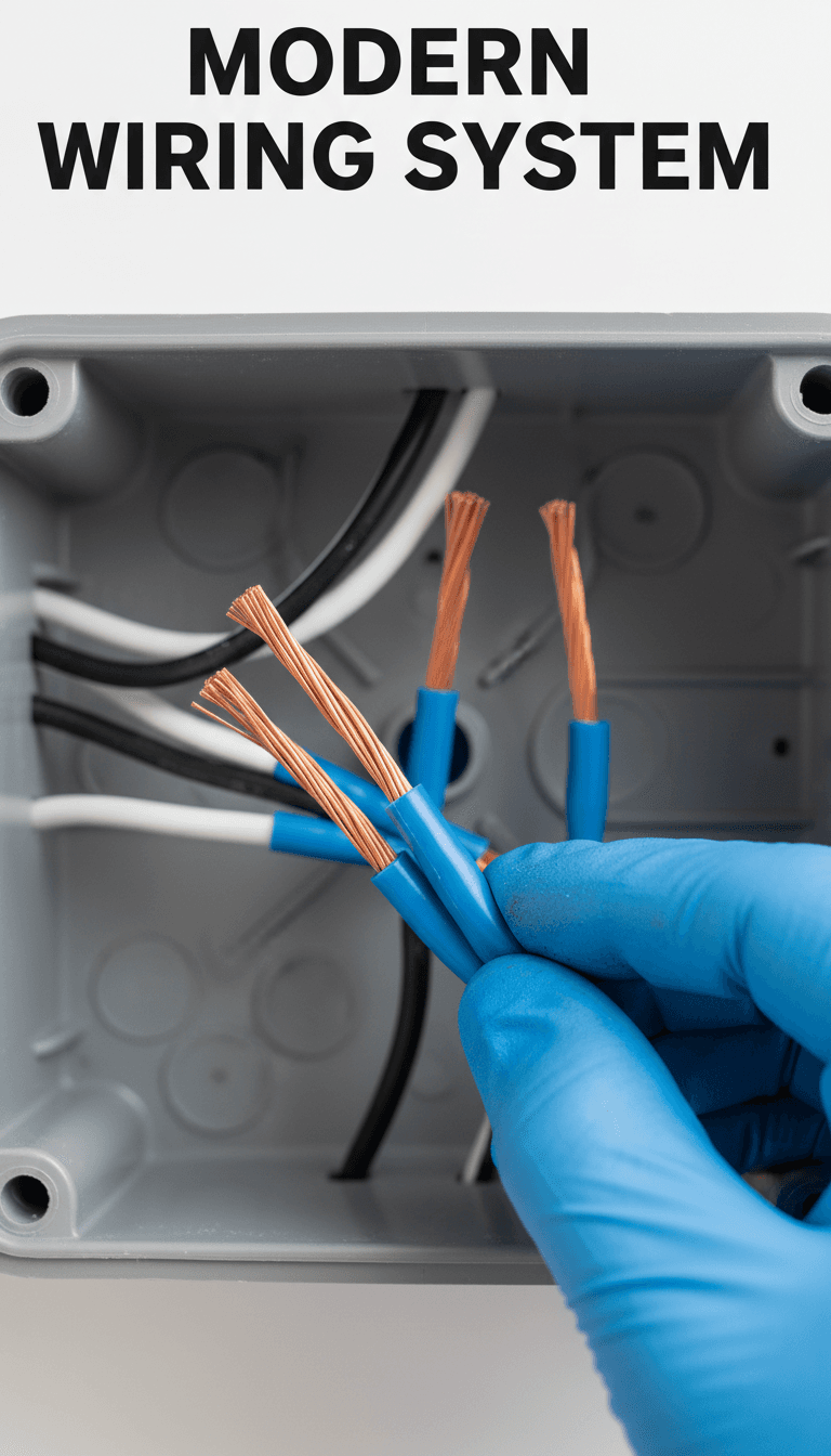 close-up of electrical wiring connection